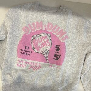 Aerie Gray Sweatshirt with Pink Dum-Dums Lollipop Graphic